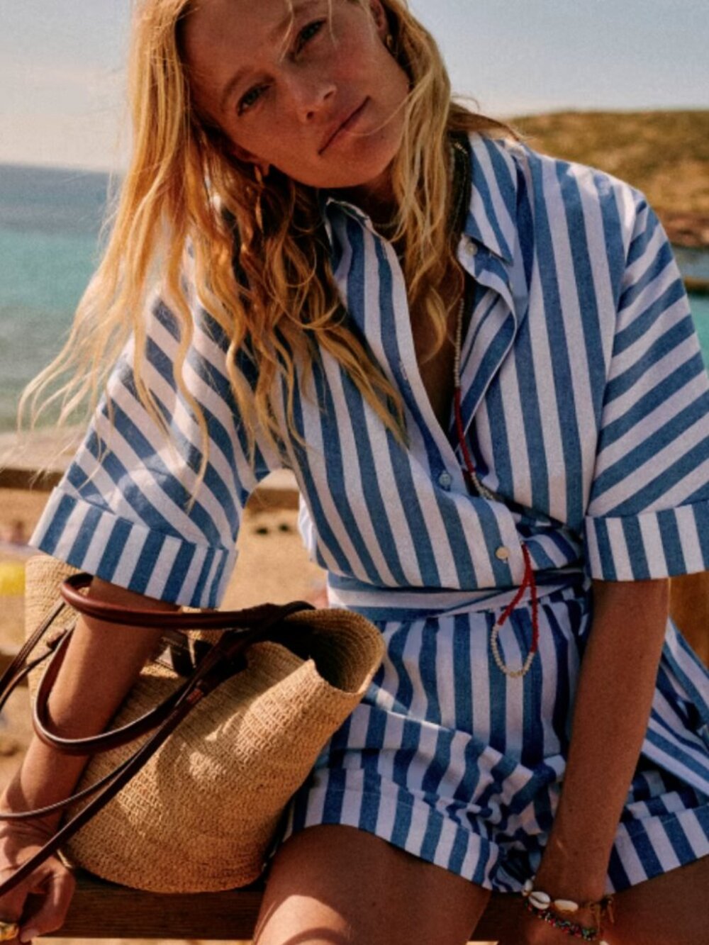 Ruby Jumpsuit by Sezane: An Adorable One-Piece Short Romper. - Picture 2 of 7